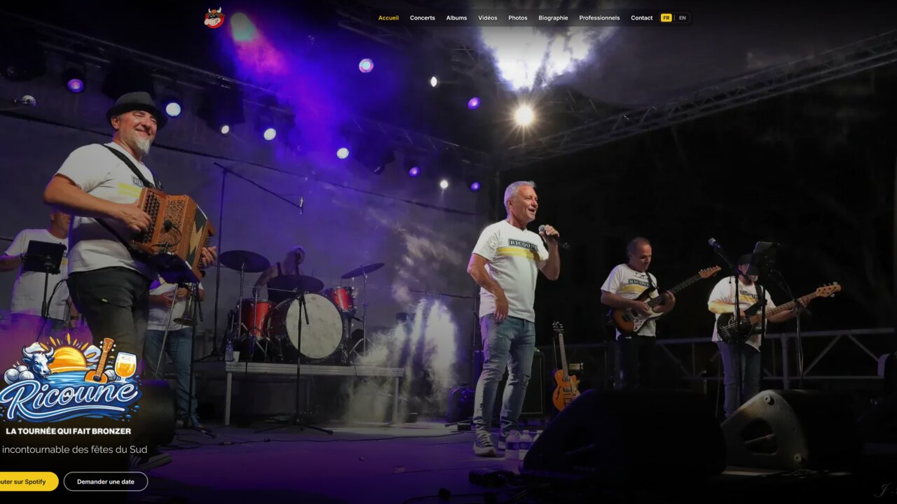 Capture du site Ricoune, site officiel artiste